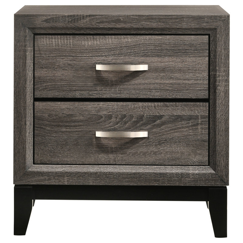 Table de chevet 2 tiroirs Grey Oak
