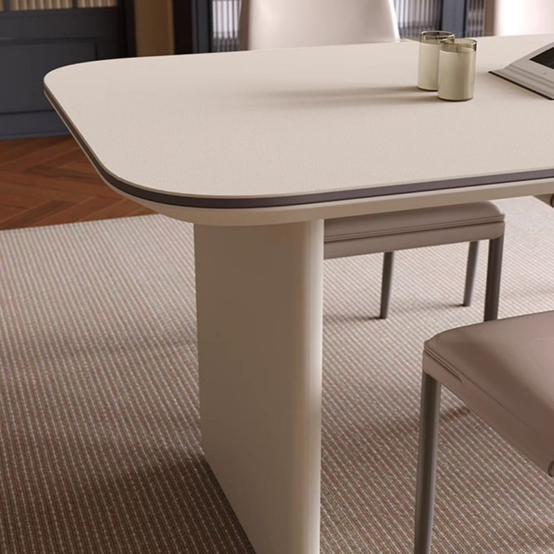 Plateau de table rectangulaire en bois fritté blanc avec table en bois massif pour la salle à manger / cuisine