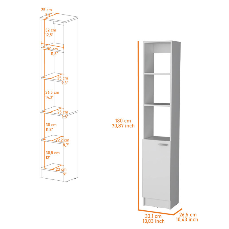 Black Linen Cabinet, 1-Door, White