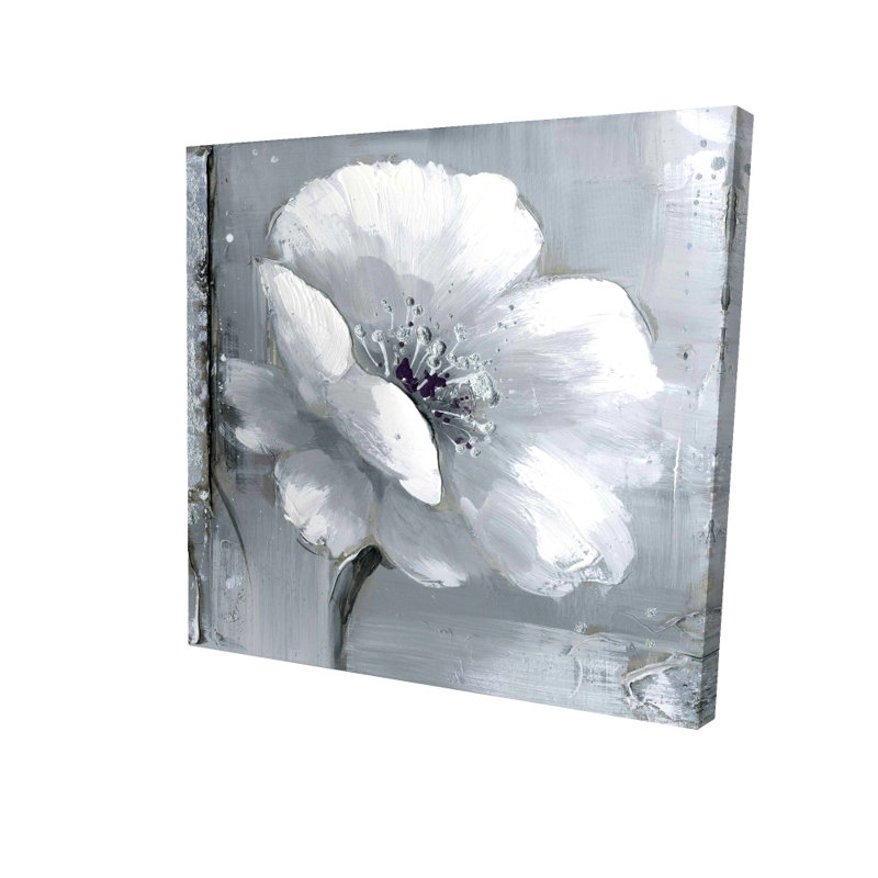 Toile florale grise et blanche - Décoration murale industrielle pour chambre à coucher
