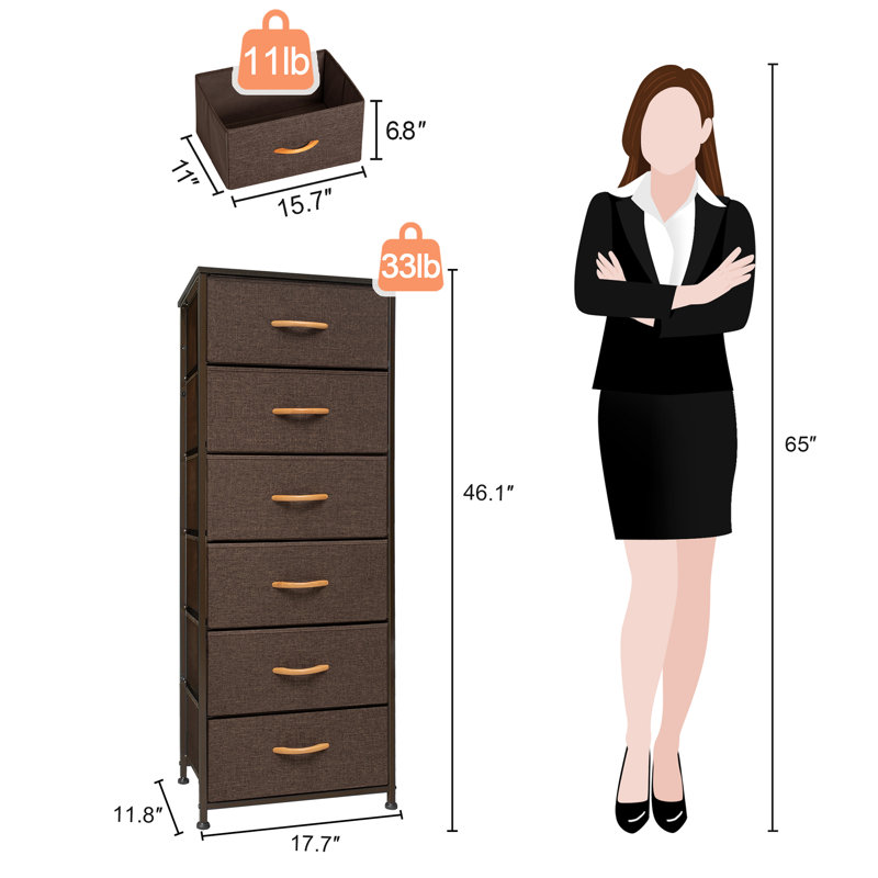 Commode pour femme 6 tiroirs Annyka, brun, Brun