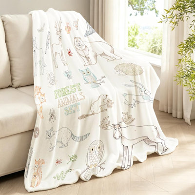 Orange Ultra Soft Flannel Fleece Throw Blanket,of Woodland Animals Single-Sided Print