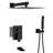 Wall Mounted Shower Arrangement With Waterfall Tub Spout - Oil Rubber Bronze 3 Function Rainfall & Handheld Valve Easy Installation And Cleanliness Protocol Attachment 10 Inch Square Head -Balanced