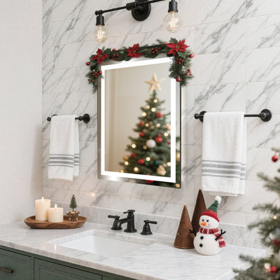 Worreno Rectangle Led Frameless Wall Mounted Bathroom / Vanity Mirror, High Lumen/Anti-fog