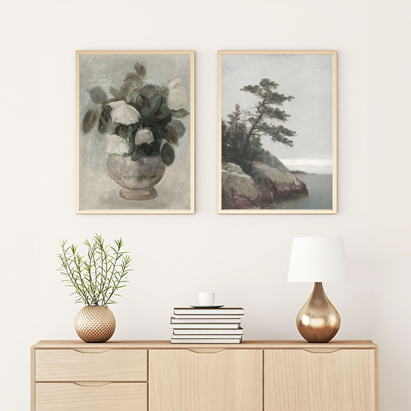 Élégantes peintures en panneau de fibres à densité moyenne encadrées (2 pièces), 11,8 x 15,7 pouces chacune | 100% panneau de fibres à densité moyenne avec une épaisseur de 0,12 pouce et 100% des cadres en bois massif avec une épaisseur de 0,8 pouce | Parfait pour la décoration intérieure, le salon et le bureau