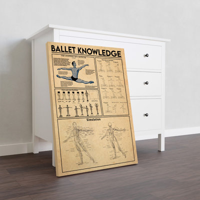 Toile tendue avec ballet de la connaissance - Sports Illustration, beige et noir
