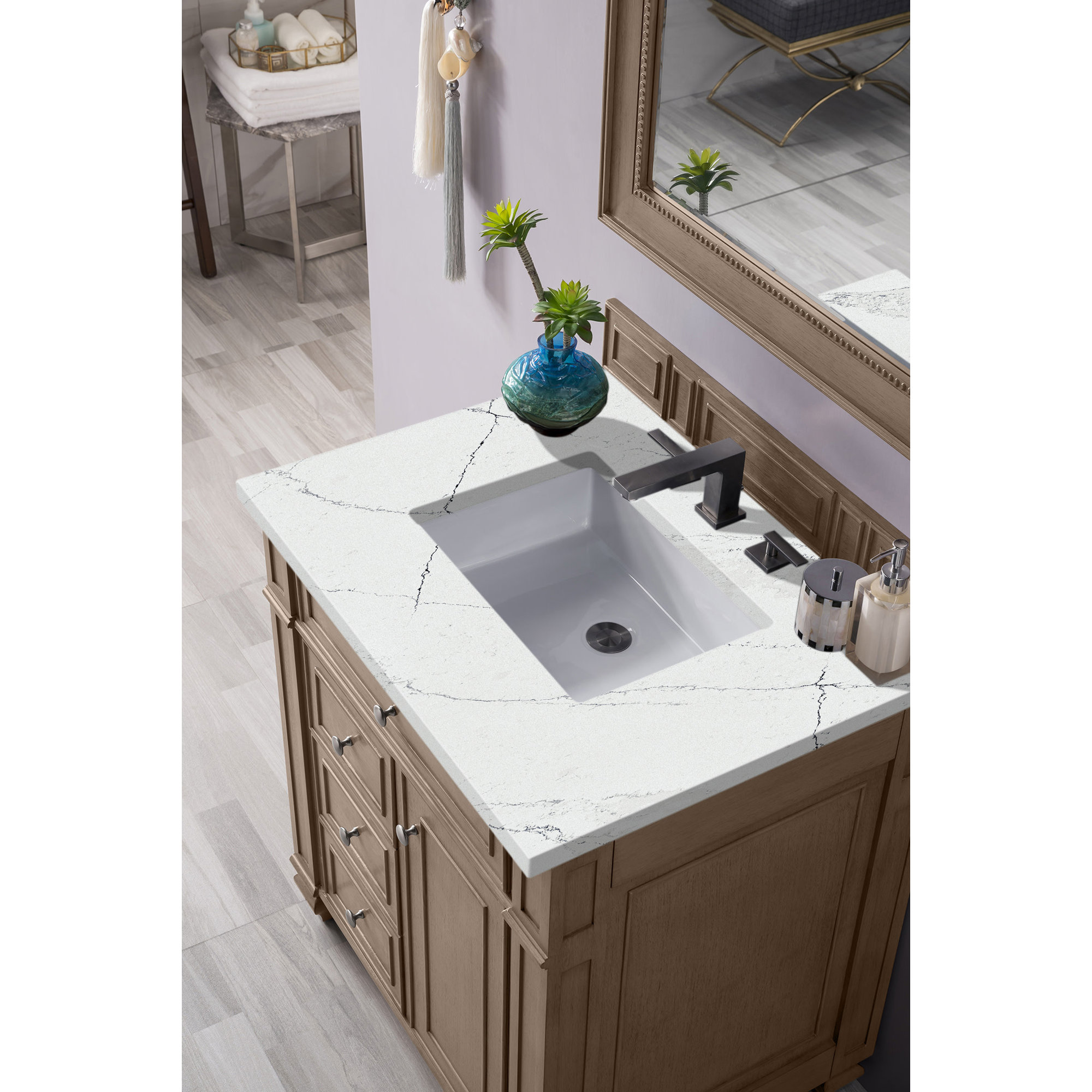 Bristol 30'' W Single Vanity, Ethereal Noctis, Whitewashed Walnut, 8" Widespread