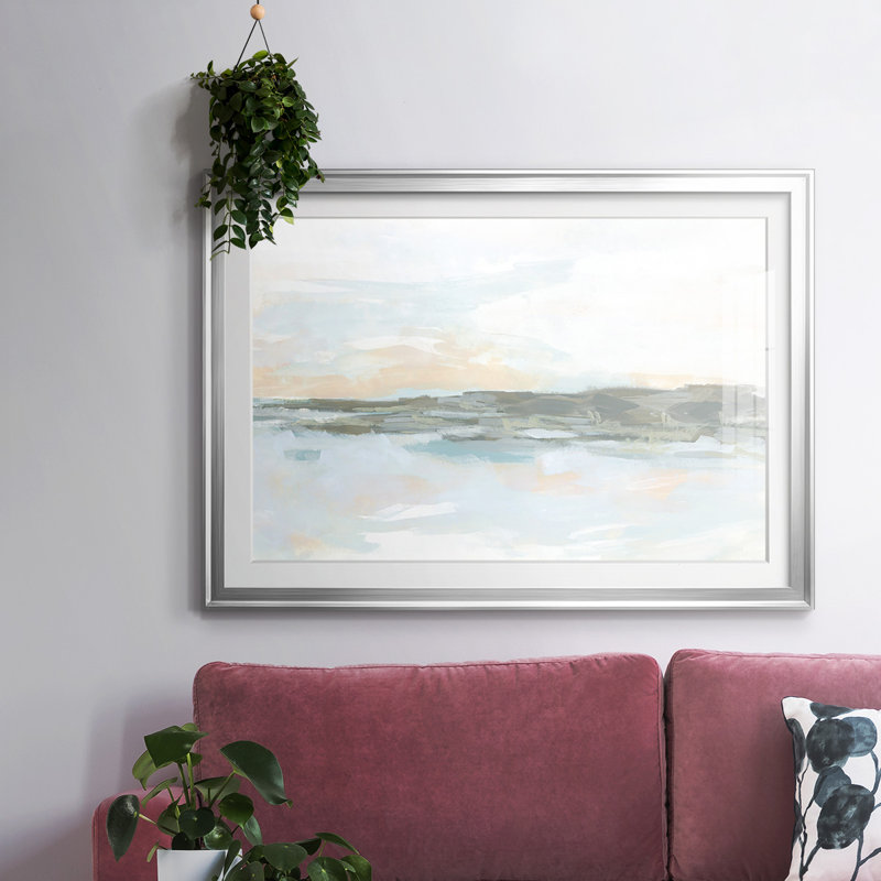 Rock Coast II - encadré avec cadre biseauté et verre, H 30 po x l 44 po x P 1,5 po, Argent