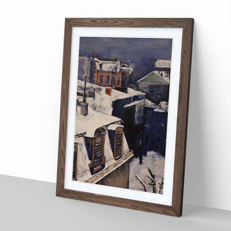 Rooftops in the Snow Vol.1 by Gustave Caillebotte - Picture Frame Painting, Walnut Framed, 48cm H x 36cm W x 2cm D