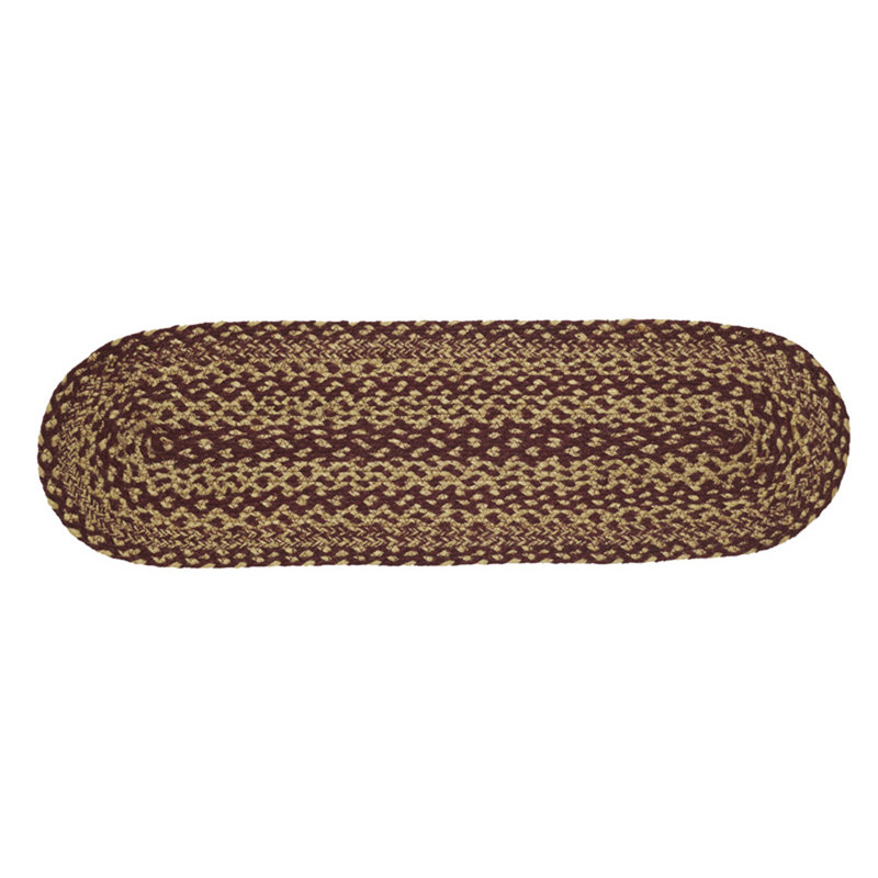 Tapis d'escalier rouge / brun Allerton, Ovale 0,7 pi x 2 pi 3 po