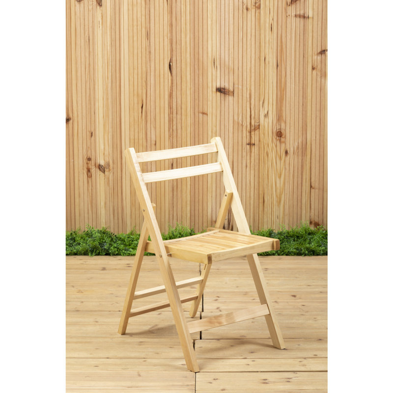Christianson Solid Wood Patio Folding Chair Folding Chair, Natural