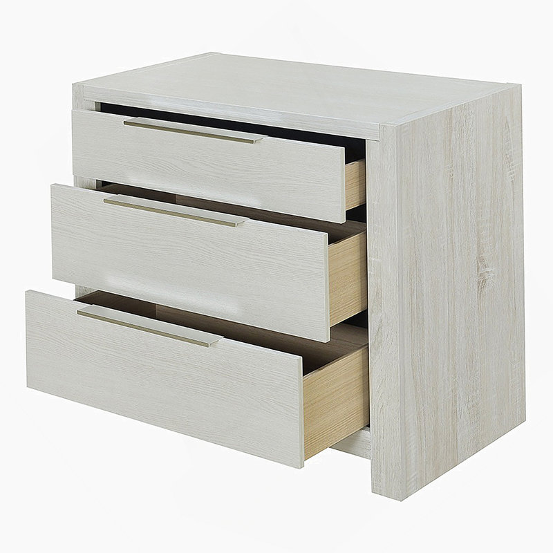 Table de chevet avec 3 tiroirs, table de chevet avec rangement en bois