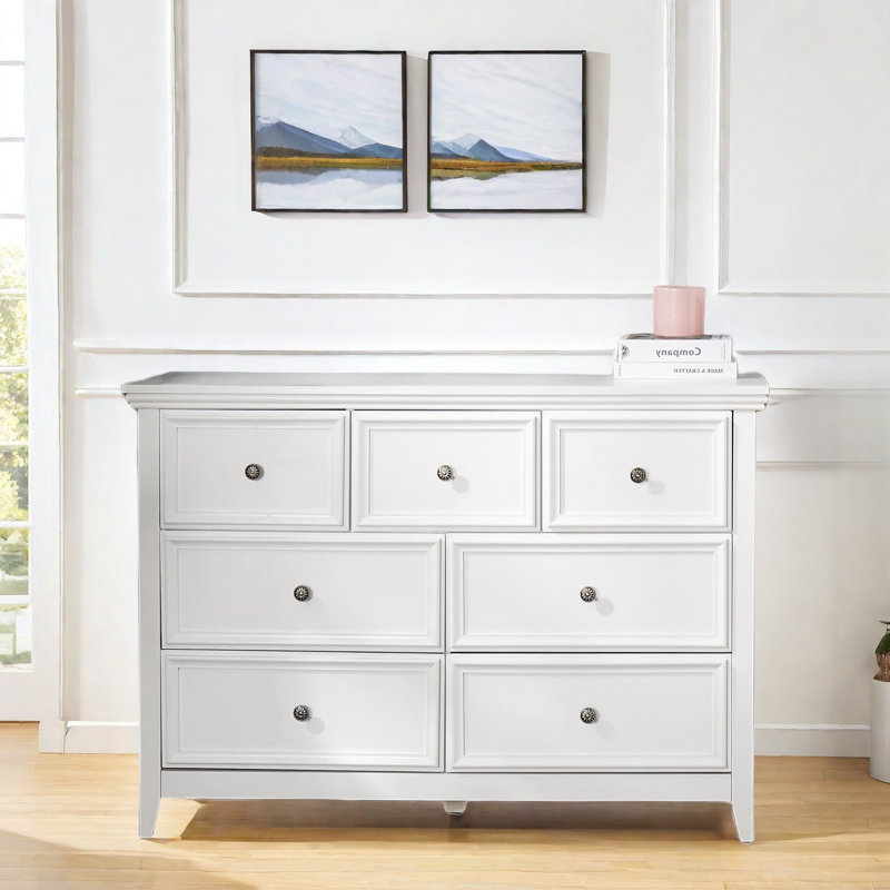 Kattan 7-Drawer Dresser with Metal Handles, White