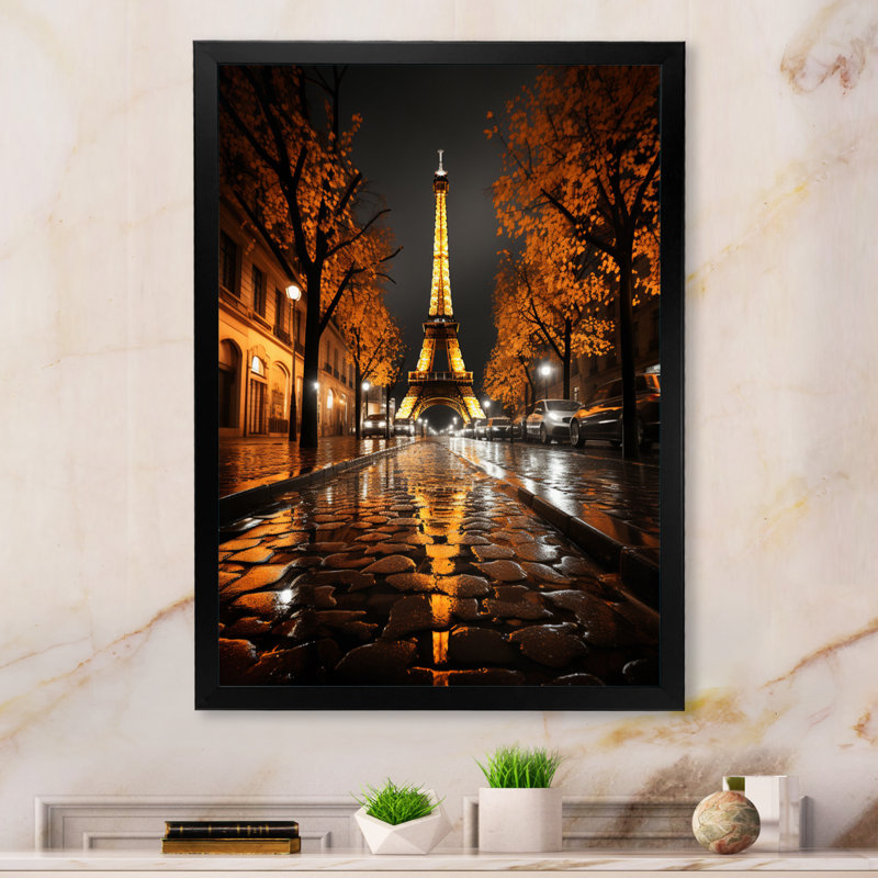 Laurentien France Eernal Eiffel I, reproduction d'art sur toile, Cadre photo noir, H 32 po x l 16 po x P 1 po