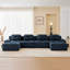 Canapé modulaire en forme de L de 153 pouces avec tissu velours côtelé, canapé 4 places, assise profonde et repose-pieds mobile-2102979165