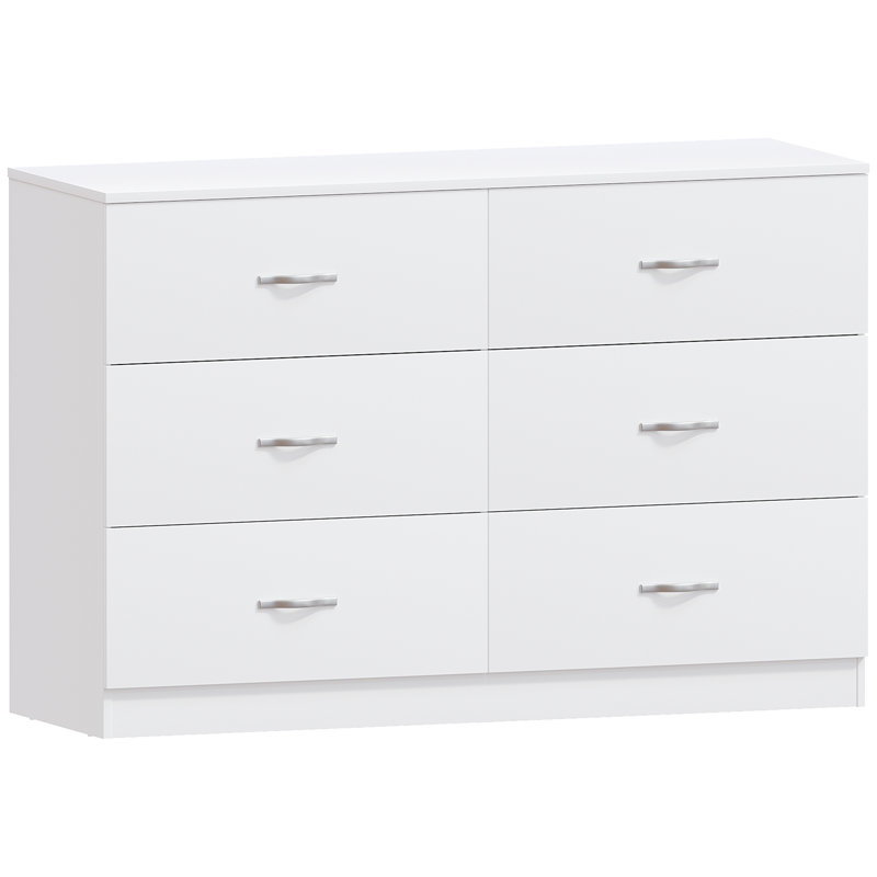 Maybery 6 - Drawer Wide Chest of Drawers, Bedroom Dresser & Storage Cabinet, White