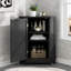 Armoire de rangement en coin noire avec plateau réglable