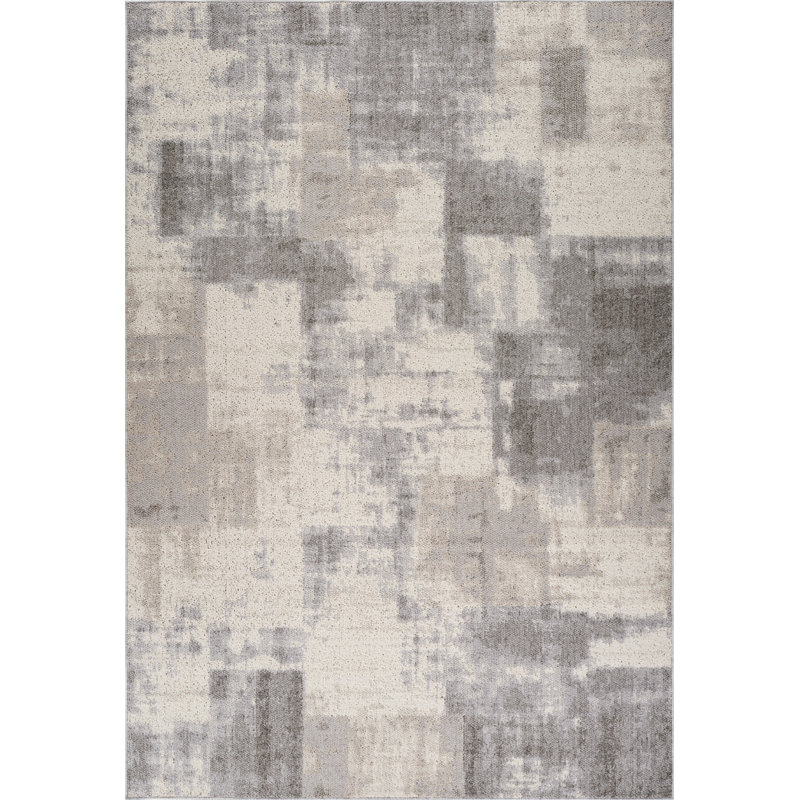Tapis abstrait gris et beige 8 pi x 11 pi
