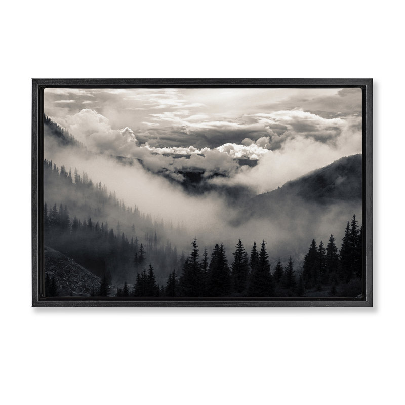 Cadre flottant Billowing Fog Atmosphere, design par Decent Exposures, H 21 po x l 31 po, Cadre flottant noir de jais