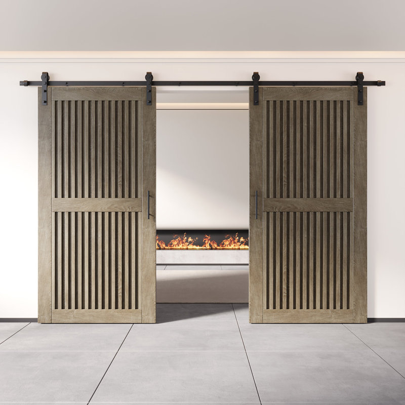 Portes de grange à rayures verticales non assemblées et finies 36 po x 80 po Homquer Classic Grey Classic, 36 po x 80 po