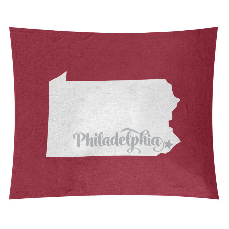 Tapisserie de Philadelphie, Pennsylvanie, H 88 po x l 104 po, Rouge / Blanc