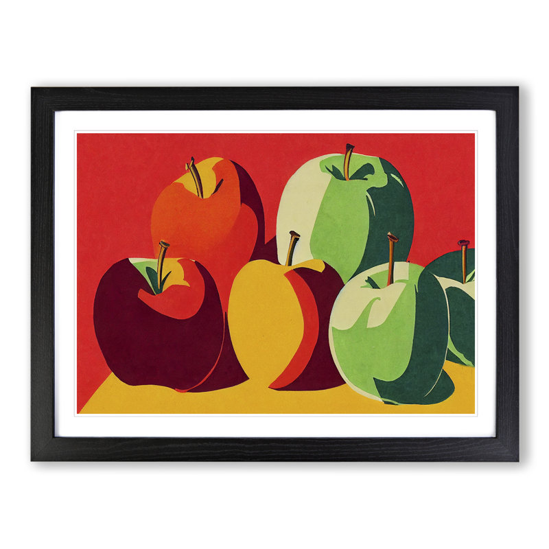 Pop Apple Fruit Vol.2 Abstract - Single Picture Frame Print, Black, 25cm H x 34cm W x 2cm D