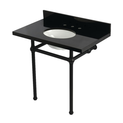 Évier de console en granite noir 36 "avec pieds Kingston Brass Templeton