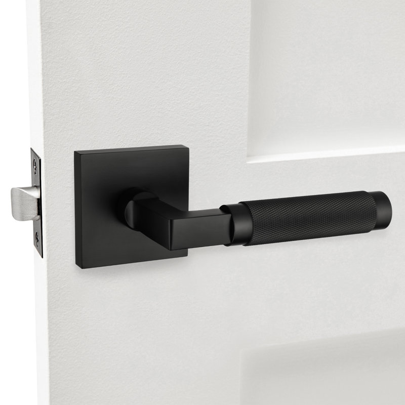 Levier de porte noir mat en laiton massif avec poignée moletée Soho, Passage