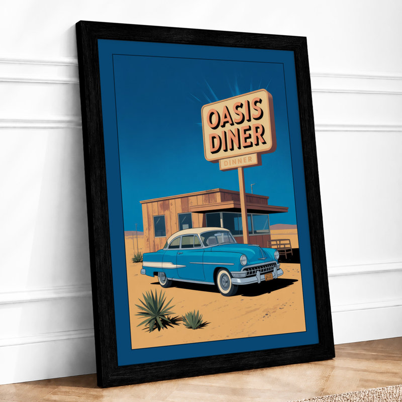 Oasis Diner Retro - Framed Print, Black, A3 - 42.0 x 29.7 cm