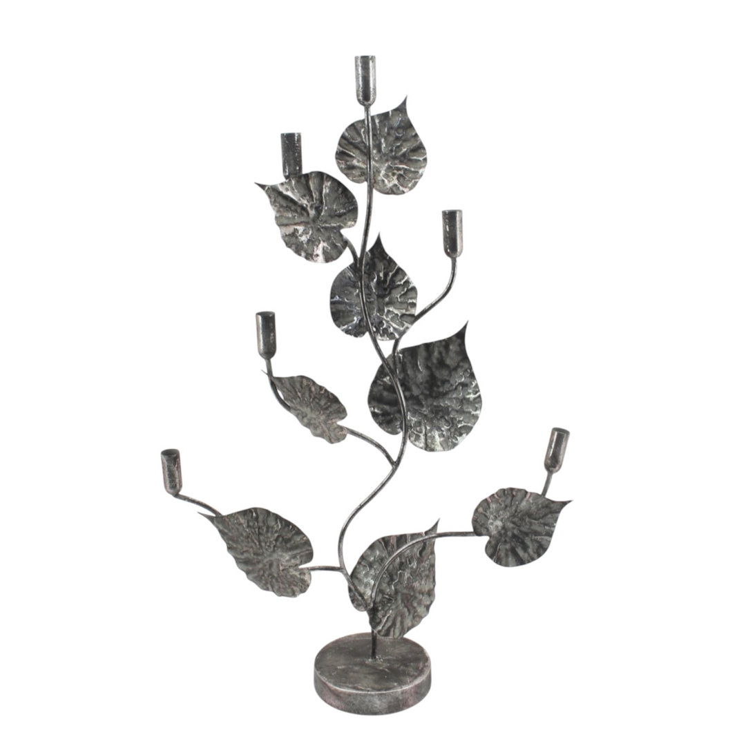 Metal Tabletop Candelabra - Antique Distressed Candle Holder for Dining Table, Mantel, Shelf and Living Room Décor