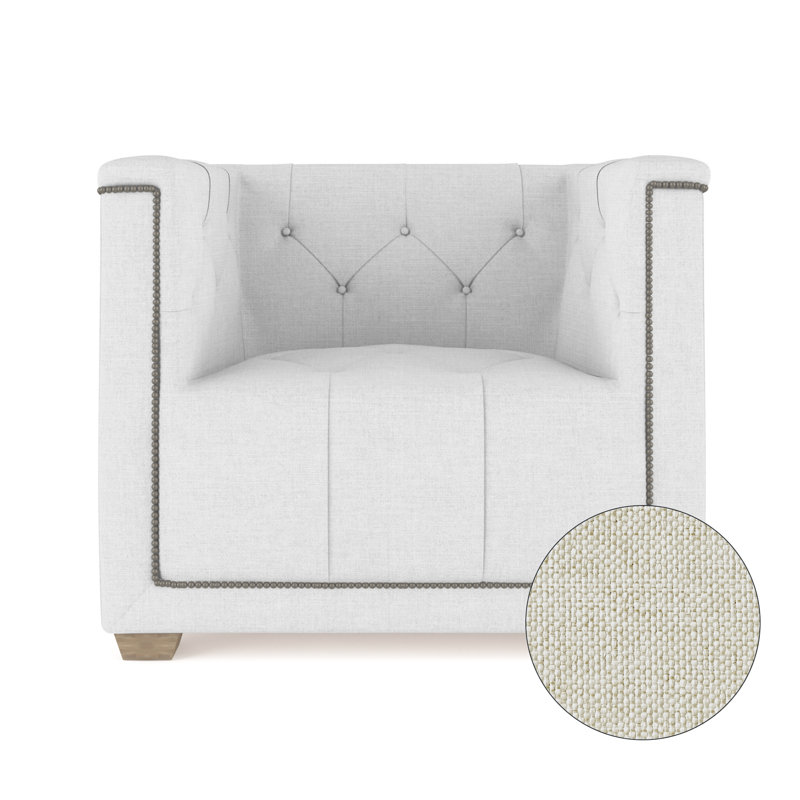 Fauteuil tuxedo Hudson, Ébène, Lin caillou albâtre