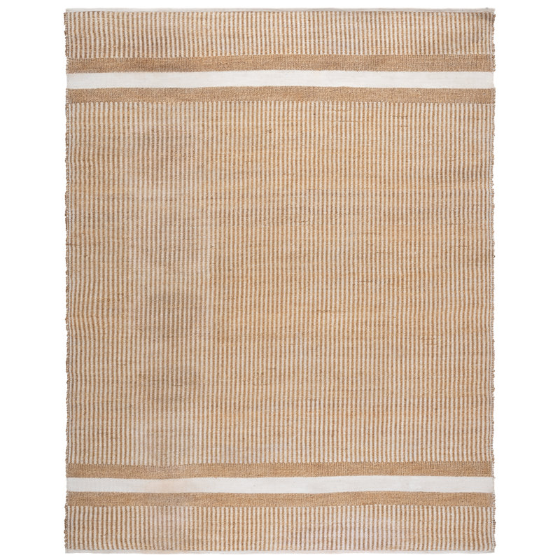 Natural Fiber 202 Hand Woven Seagrass/Pet Striped Rug in Natural/Ivory, Rectangle 8' x 10'