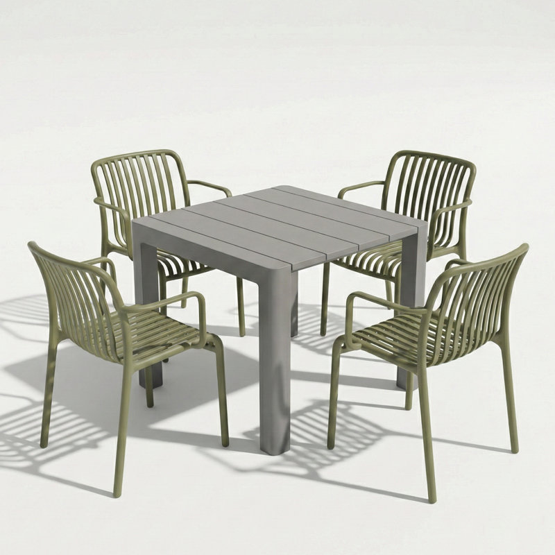 Honiton 4 - Person Patio Dining Set with Square Table, Green/Grey