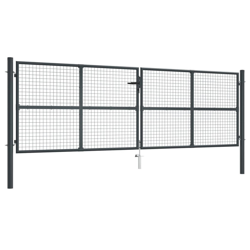 Portail grillagé vidaXL en acier galvanisé 157,5 x 49,2 po - gris