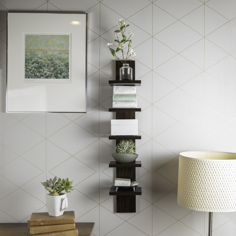 Wyaconda 5 Tier Column Wall Shelf, Walnut