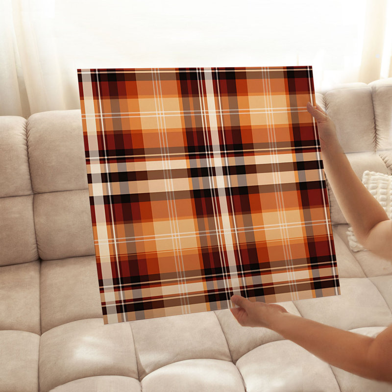 Abstract Fall Plaid Pattern IX Modern Unframed Art Print, 20" H x 20" W
