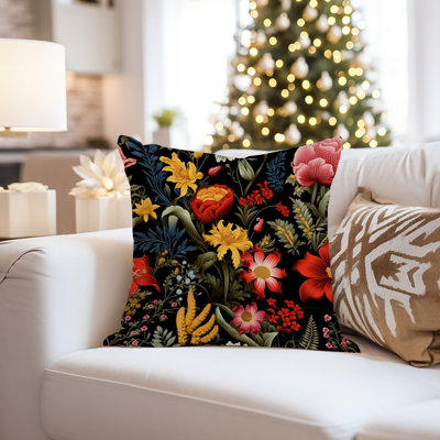 Damask and Floral Pillow Cover