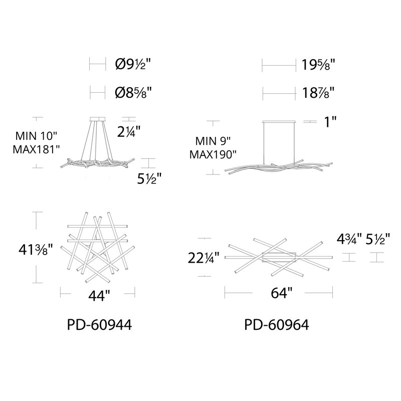 Sleek Black Divergence 9-Light LED Modern Linear Chandelier