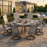 Ensemble repas 9 pièces pour terrasse avec fauteuils pivotants