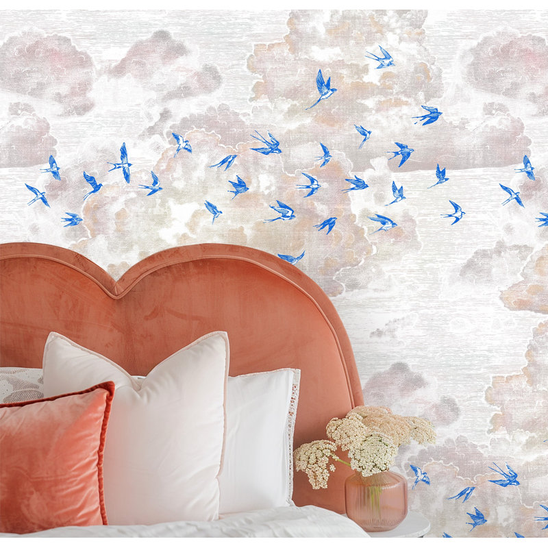 Blue Flying Swallows Wallpaper