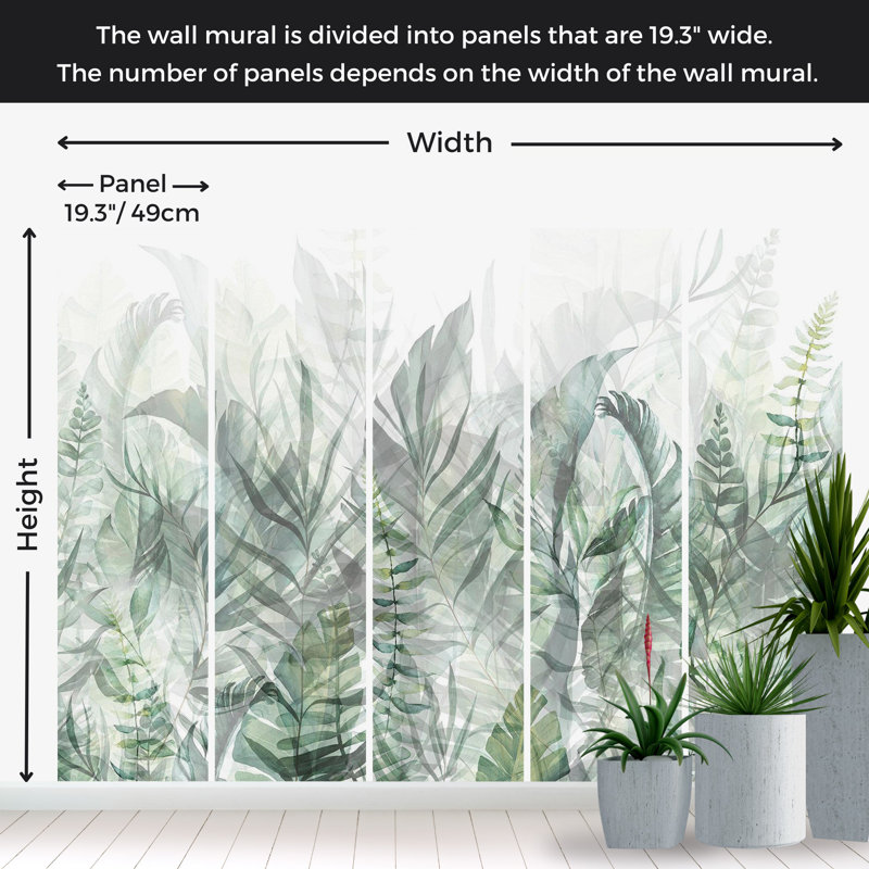 Murale botanique pelez et collez - vert Magic Grove, L 41 po x l 57 po