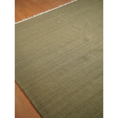 Jocalyn Hand Woven Flat Weave Kilim Wool Eco-Friendly Area Rugs - Square, Olive Color, Plain Solid Design, Low Pile Handmade Area Rugs for Living Room, Bed Room