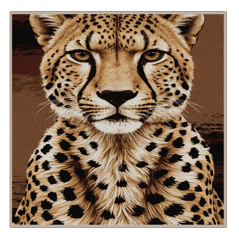 Washable Asiatic Cheetah Big Cats Area Rug, Square 6'