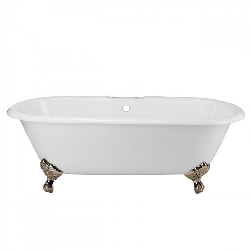 Kensington 60'' x 30'' Freestanding Soaking Cast Iron Bathtub, Polished Nickel