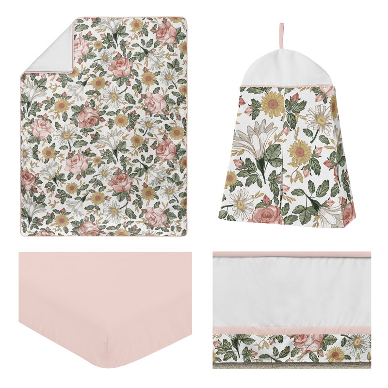 Vintage Floral 4 Piece Crib Bedding Set