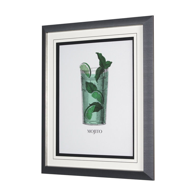 «Vintage Cocktail-Mojito» par Gwen Aspirle, reproduction d'art encadrée texturée encadrée sous verre, Cocktail rétro - Mojito