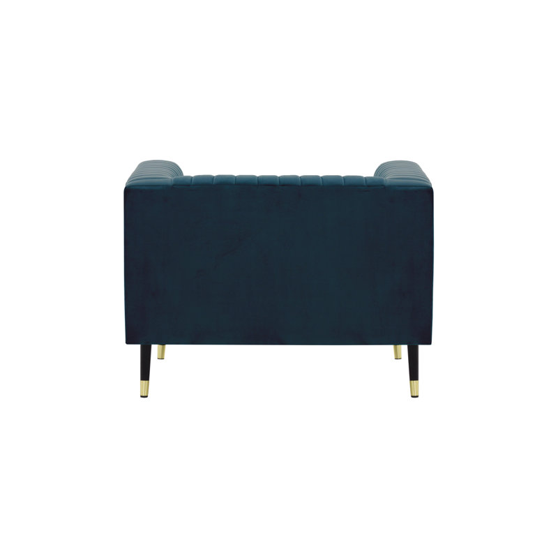 Clevenger Velvet Armchair, Dark Blue