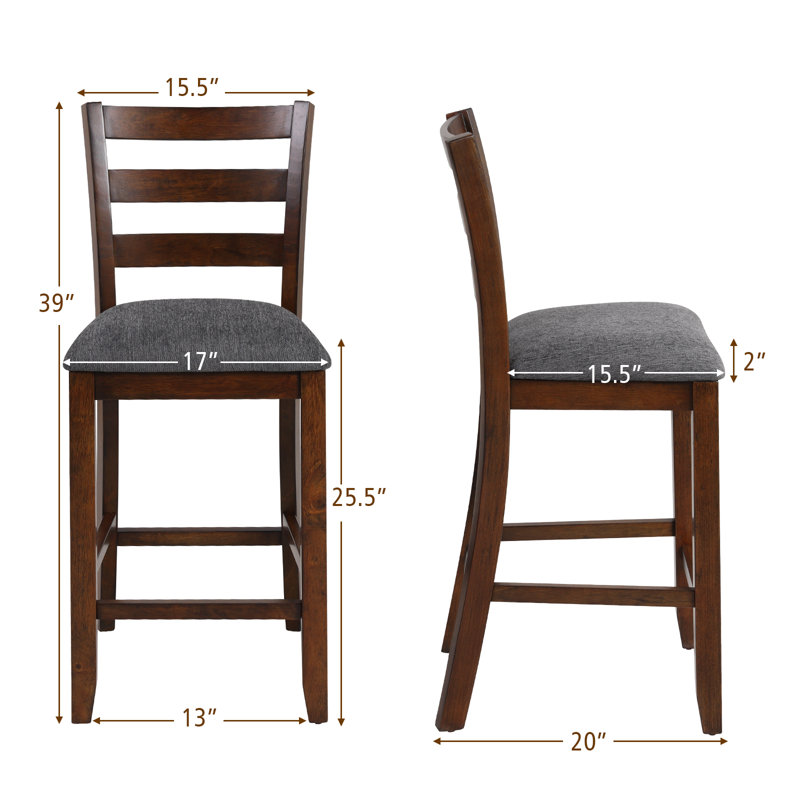 Japhet Upholstered Counter Stool with Solid Wood Frame, 4