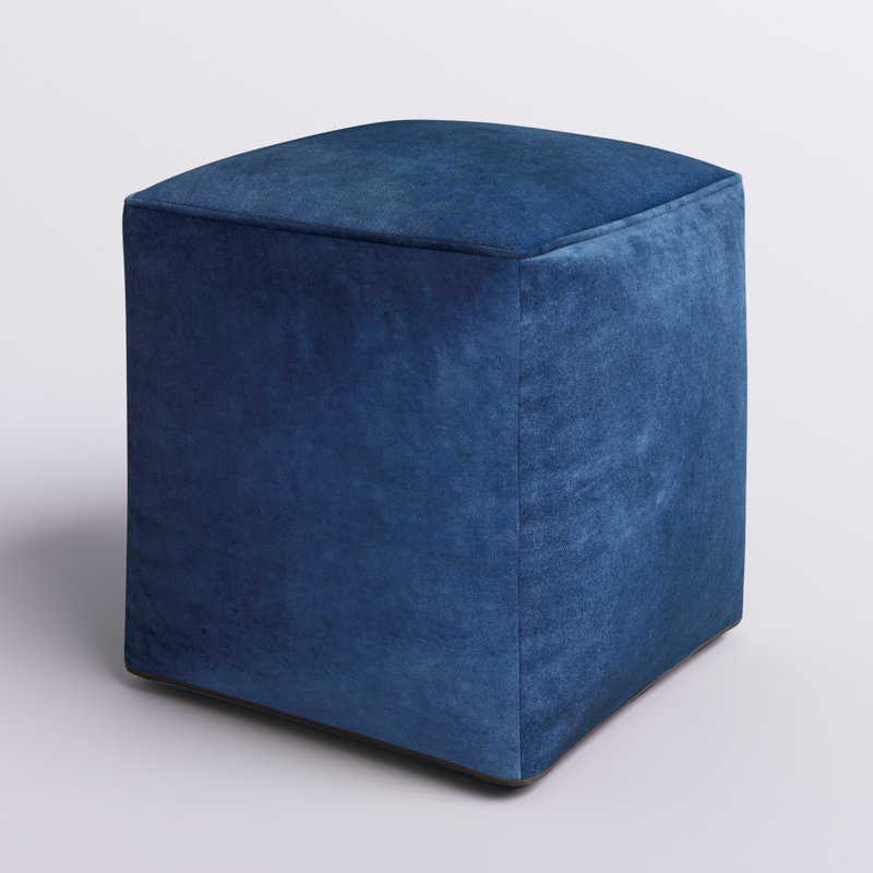 Johnson 16" Square Pouf, Blue Velvet
