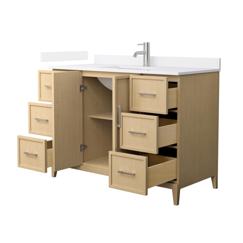 Elan 48'' W Vanity, Tan, Brushed Nickel, White Cultured Marble